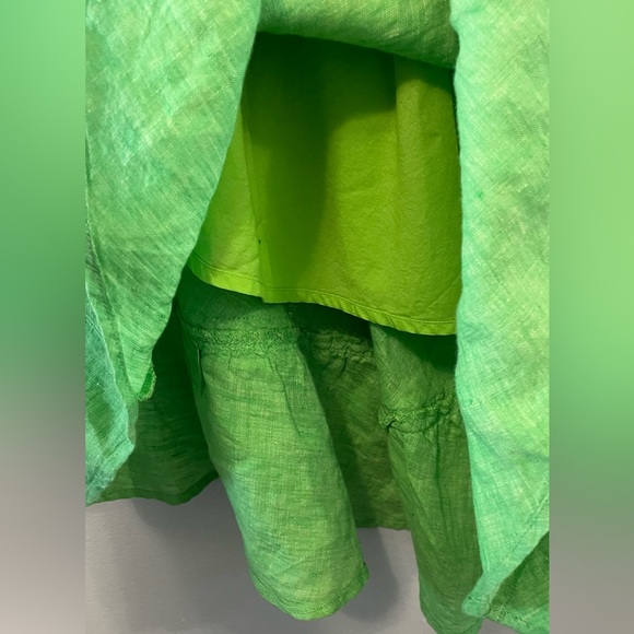 Asymmetrical hem spaghetti strap midi linen dress - Picture 6 of 6